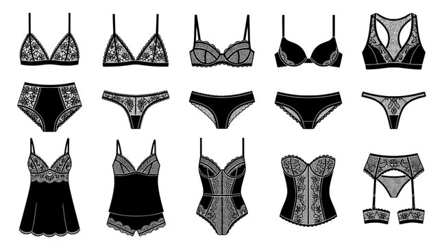 lace lingerie underwear vector set
