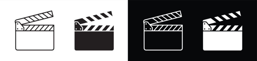 Fototapeta premium Movie Camera Clapper Board Icons in Different Color Variations Isolated Designs