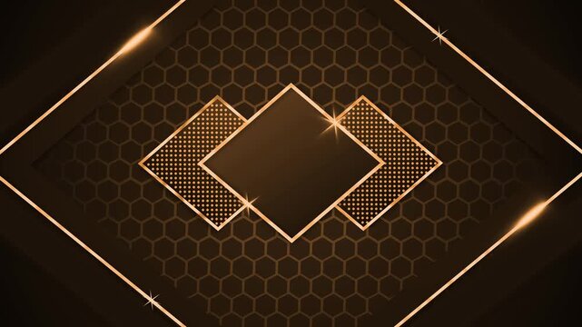 Abstract geometric background with hexagon pattern diamond frames and glowing lines for luxury technology design animation