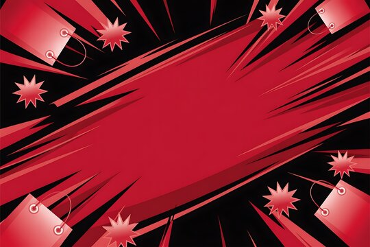 Dynamic red and black abstract background with speed lines and burst effects