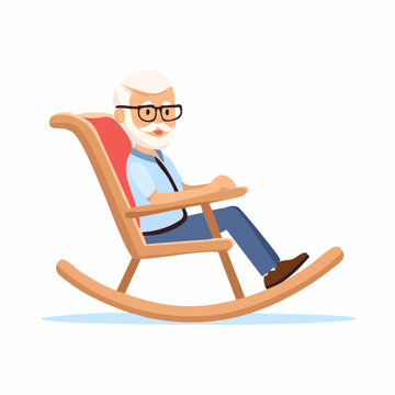 Personne &acirc;g&eacute;e assise dans un fauteuil &agrave; bascule en ambiance paisible