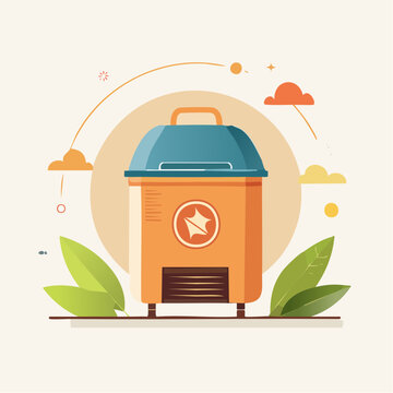 Conteneur &eacute;cologique pour compost et recyclage avec &eacute;l&eacute;ments naturels