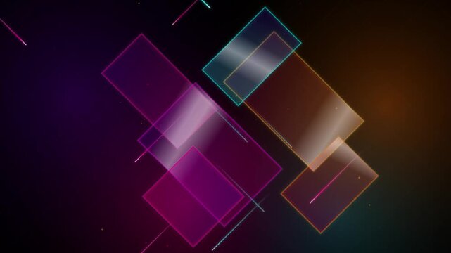 Rectangular translucent panes float in an organized composition against a dark gradient to illustrate corporate digital structure.