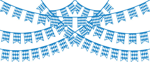 Oktoberfest bunting flags with blue and white diamond pattern © Fahad