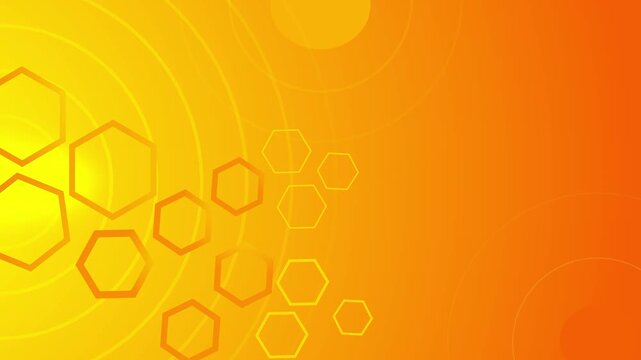 Abstract background with glowing hexagon outlines and soft circles modern geometric design with bright summer feel animation
