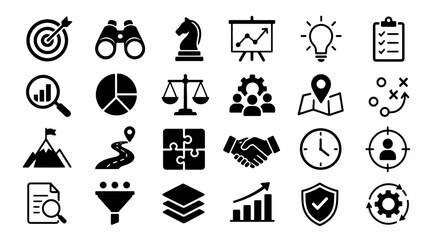Obraz premium Black and white business and technology icons set 3.