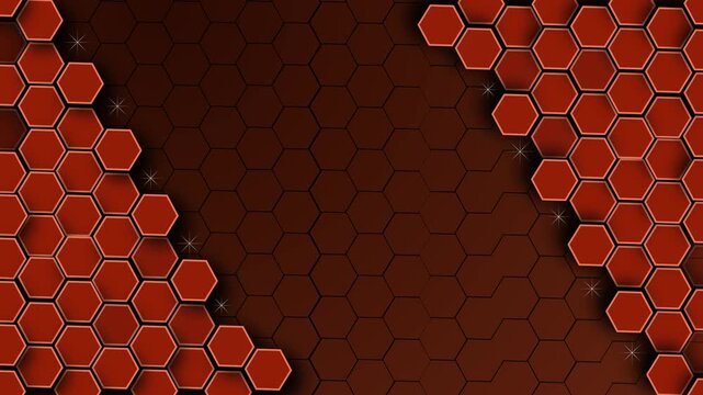 Abstract hexagon background with layered honeycomb pattern and dark center animation