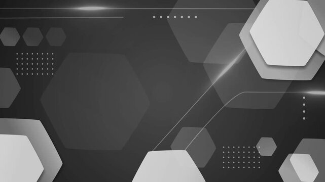 Abstract geometric background with hexagon shapes glowing lines and modern tech style animation