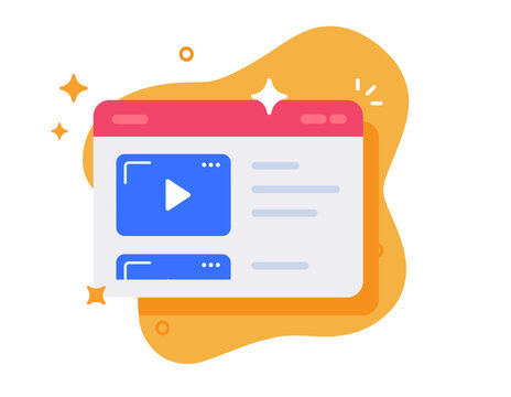 Video blog website icon, vlog content webpage list online platform sign symbol modern illustration design, film cinema internet service web page image clip art