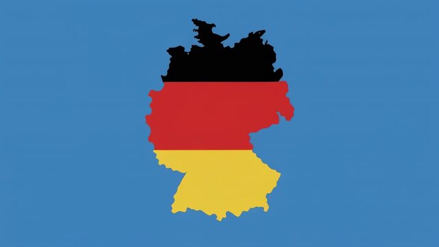 German map outlines animate in patriotic colors against a blue background with a green abstract shape
