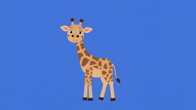Playful Giraffe quadrupedal movement against a vibrant blue backdrop with a clean modern feel