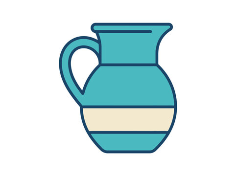 Simple blue ceramic pitcher illustration for kitchen and dining design. SVG Editable. Vector Illustrations.