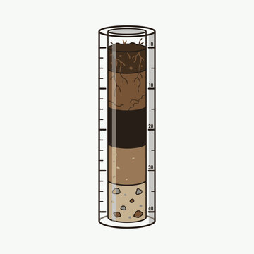 Soil layers strata diagram in measuring cylinder illustration. SVG Editable. Vector Illustrations.