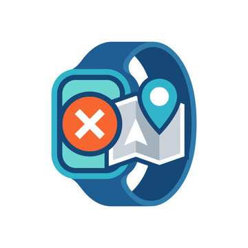 Smartwatch with map and location pin icon vector illustration. SVG Editable. Vector Illustrations.