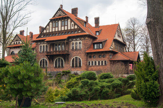 Dom Ludowy. Building was built in accordance with national Zakopane style in Ostrowy G&oacute;rnicze district. Sosnowiec, Poland.