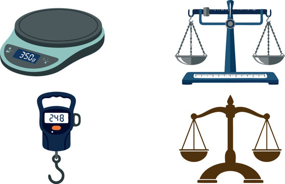 Modern Weight Scales and Weighing Balance Icon Vector Set for Logistics and Fitness Apps