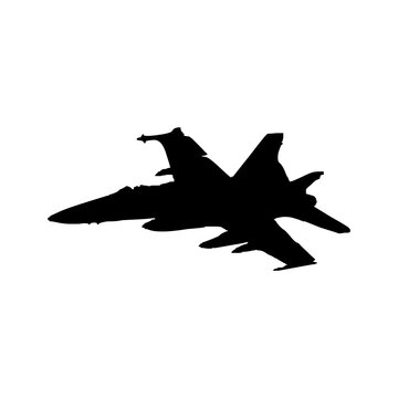 Military Fighter Jet Silhouette Side View Isolated