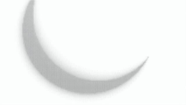 Black crescent moon halftone shape vector design element isolated on white background.