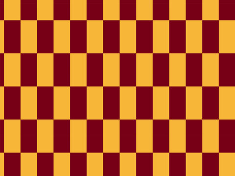 Bold burgundy and yellow elongated checkerboard seamless pattern. Retro geometric backdrop for fast food branding, packaging, streetwear apparel, and digital screens