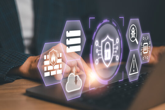 Innovative SMART Cybersecurity Monitoring Concept with Futuristic Interface and Digital Security Elements