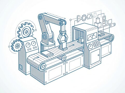 Industrial equipment clipart representing manufacturing automation and technology concepts