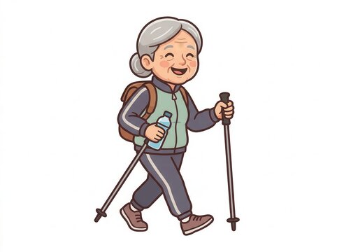 Elderly healthcare clipart illustrating active aging and wellness concepts for seniors