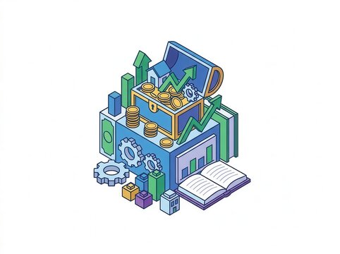 Investment portfolio clipart illustration for wealth planning and financial management