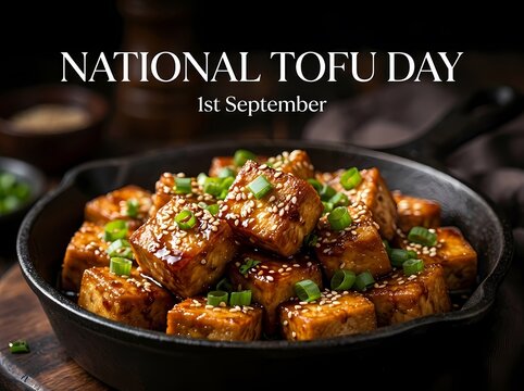 National Tofu Day Fried Tofu Skillet Dish Food Photography Banner