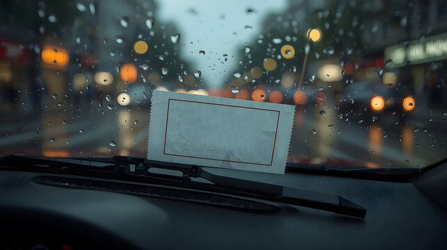 Blank parking ticket on car windshield
