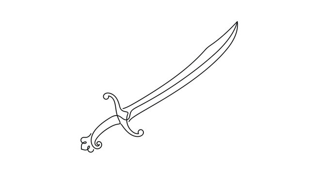 Curved Sword Silhouette Isolated Transparent Background