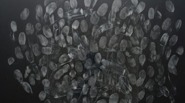 Numerous Fingerprints Smudged on a Dark Surface