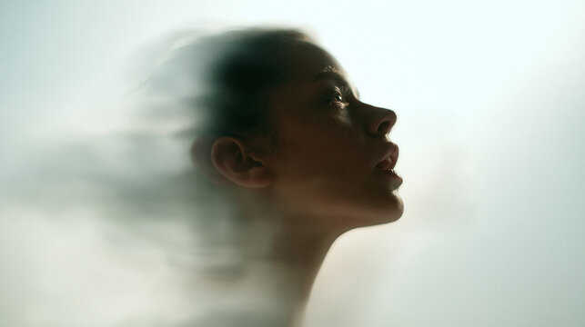 Woman Profile with Motion Blur Depicting State of Mind