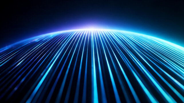 Abstract Blue Fiber Optic Data Stream Global Network Background