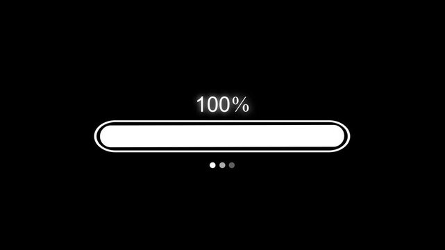 Glowing progress bar showing percent completion simple loading screen interface animation