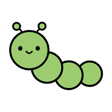 cute green caterpillar bug insect illustration isolated on white background
