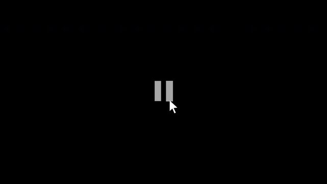 Mouse cursor clicking pause and play icon media player animation on transparent layer, Cursor pointer clicking pause and play icon animation overlay