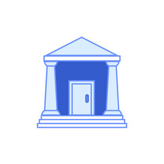 Fototapeta premium Bank building vector icon with columns and entrance, symbolizing financial institution, public service, government office, savings management and official architecture.