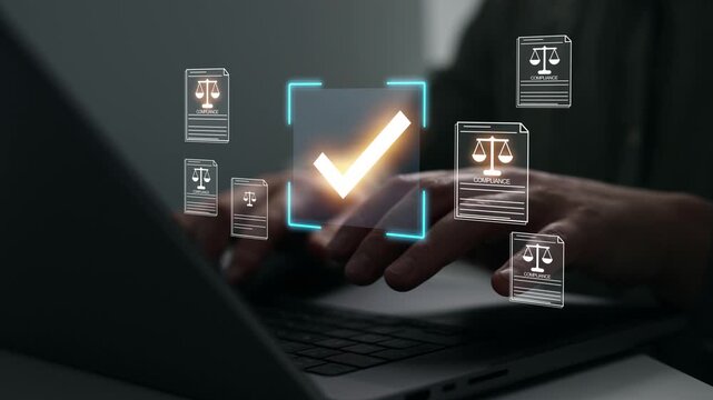 Law regulation and compliance rules on virtual screen.Quality assurance,guarantee, standards, certification ISO and standardization.Regulations, law, standards and requirements.	
