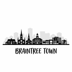 Braintree Essex England City Skyline Silhouette Vector Illustration with Town Hall and Market Square © Ab_ks