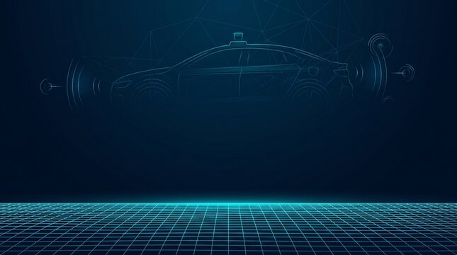 Minimalist Futuristic Autonomous Vehicle Lidar Background with Sensor Grid and Wide Copy Space