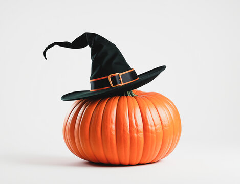 Pumpkin Wearing a Tiny Witch Hat
