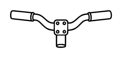 Naklejka premium Minimalist vector icon of a bicycle handlebar with grips and stem, perfect for cycling enthusiasts, mountain bike gear illustrations, and outdoor sports graphic design projects on white background.