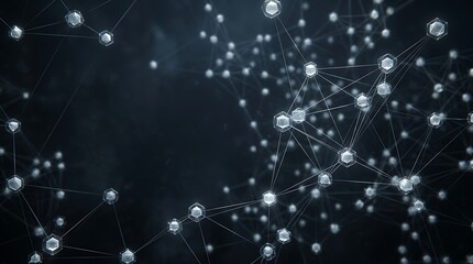 Fototapeta premium Digital network connection nodes representing cybersecurity and global data communication.