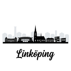 Naklejka premium Linkoping Sweden Skyline Silhouette - A Historic Cathedral and University City Vector Illustration