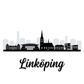 Linkoping Sweden Skyline Silhouette - A Historic Cathedral and University City Vector Illustration