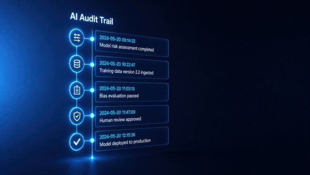 Vertical Timeline Infographic Showing AI Audit Trail Events