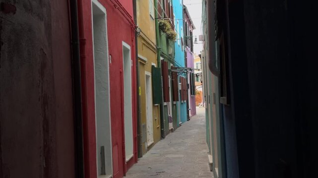 Slow Walk Along a Colorful Steep Venetian Street