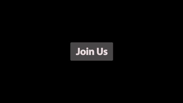 Join Us CTA Text Animation on Red Button with Arrow Cursor Click on Transparent Background for Website, App, Game.

