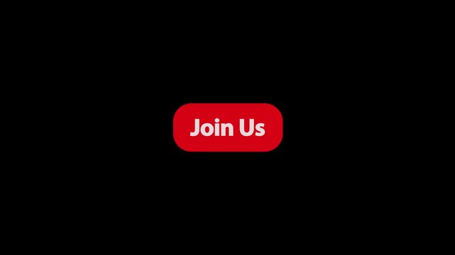 Join Us CTA Text Animation on Red Button with Arrow Cursor Click on Transparent Background for Website, App, Game.

