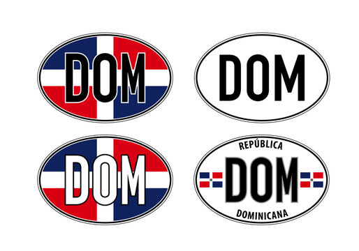 Dominican Republic, oval international vehicle registration code license plate car sticker, vector illustration